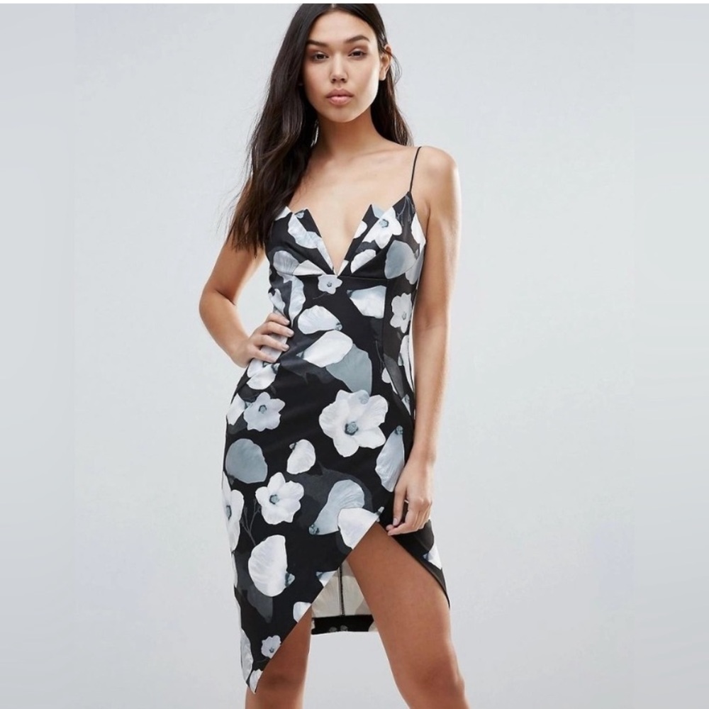 Talulah Breeze Floral Black & White Midi Dress